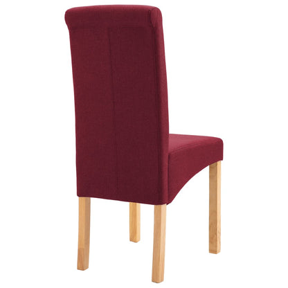 Dining Chair Set of 2 Red Fabric and Wood Standard Ergonomic