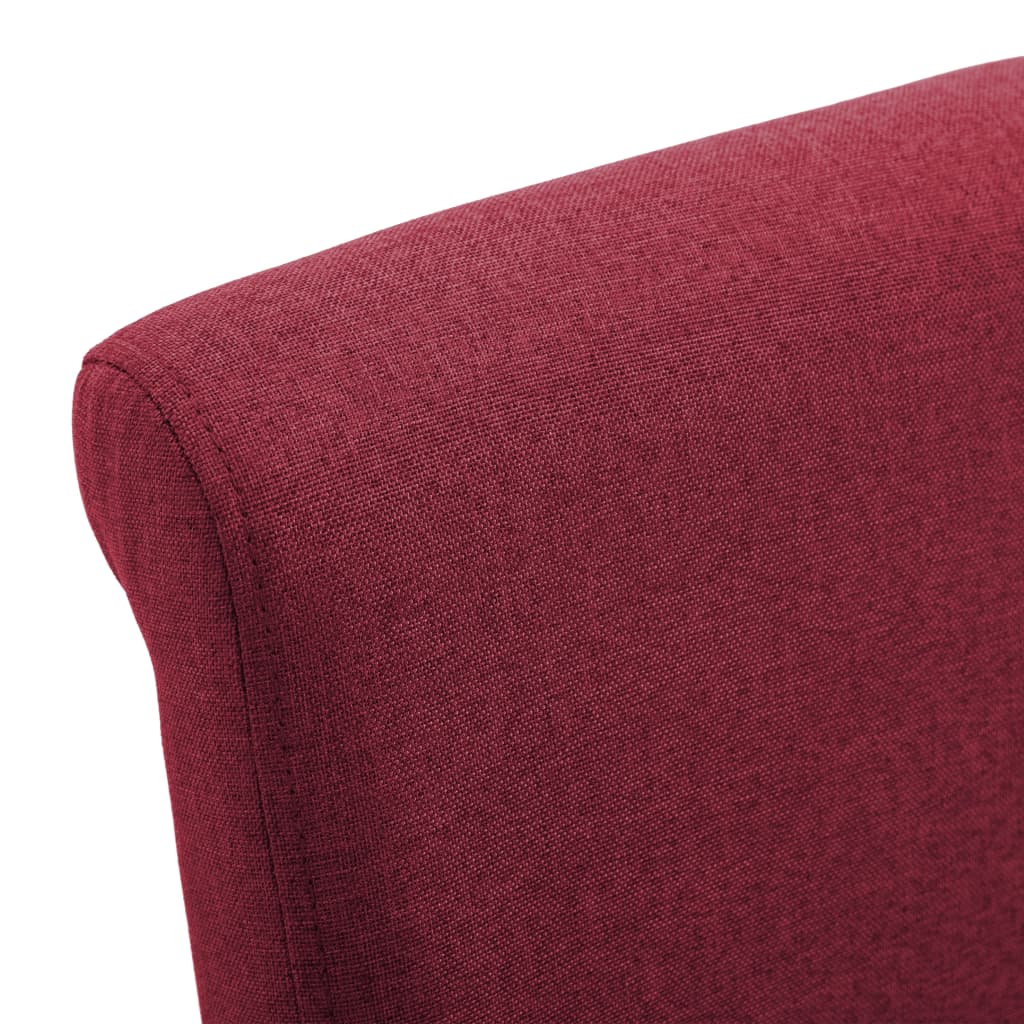 Dining Chair Set of 2 Red Fabric and Wood Standard Ergonomic