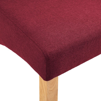 Dining Chair Set of 2 Red Fabric and Wood Standard Ergonomic