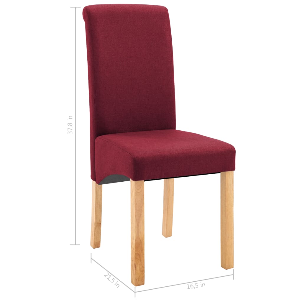 Dining Chair Set of 2 Red Fabric and Wood Standard Ergonomic