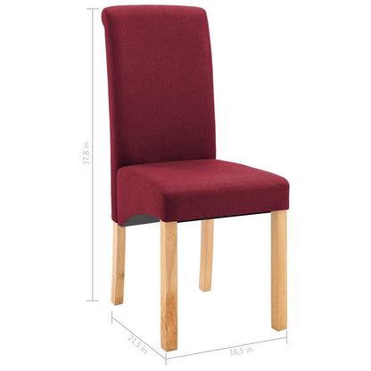 Dining Chair Set of 2 Red Fabric and Wood Standard Ergonomic
