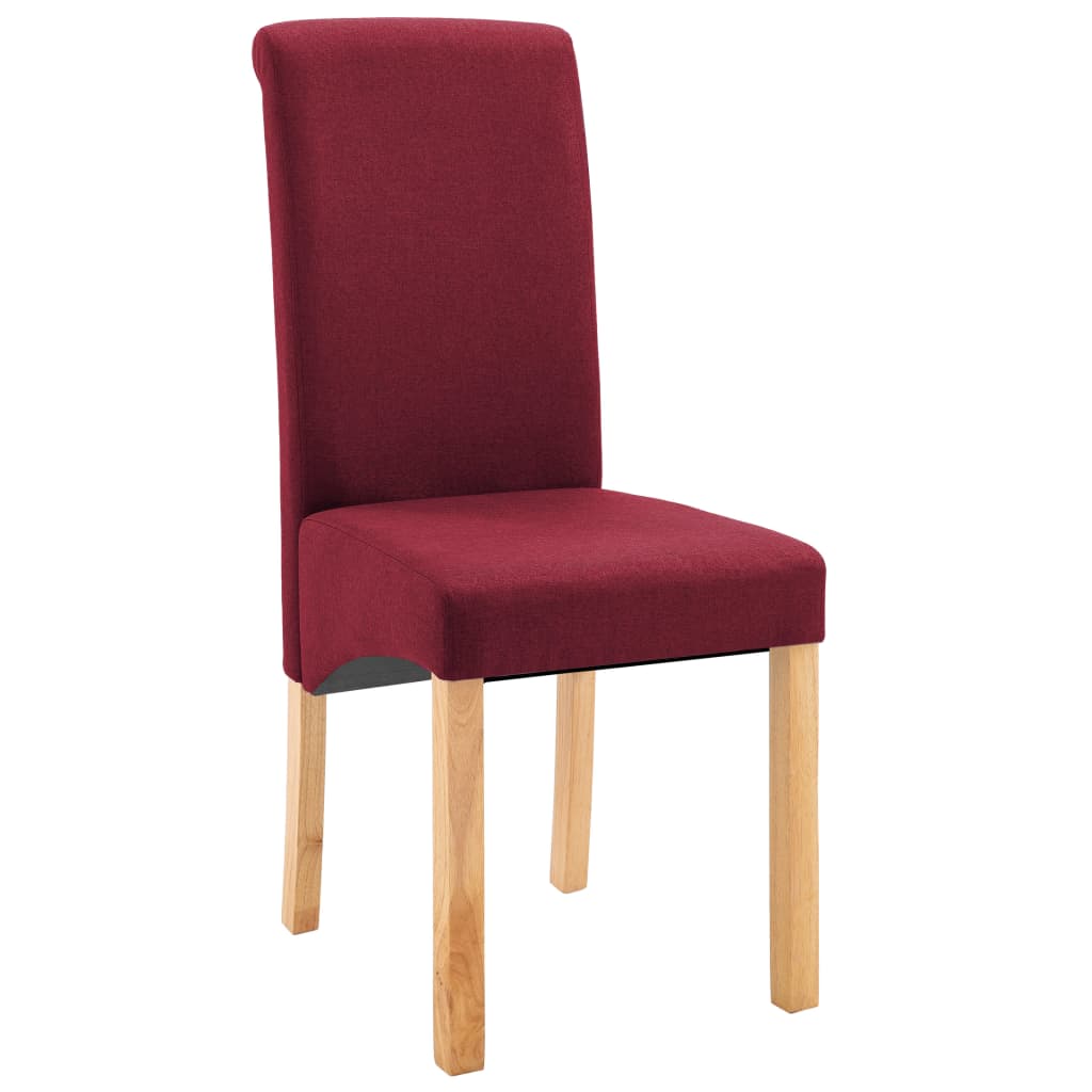 Dining Chair Set of 4 Red Fabric and wooden frame Regular