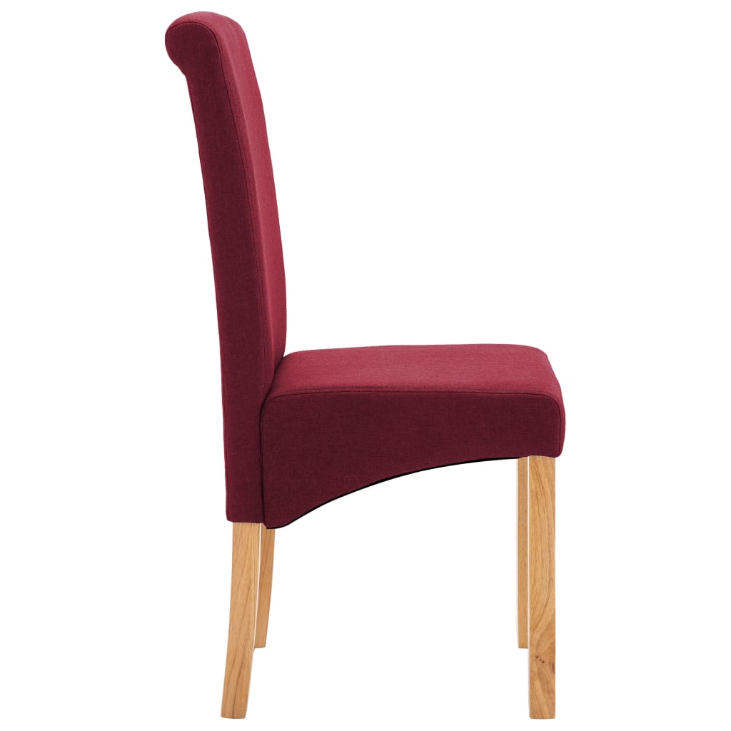 Dining Chair Set of 4 Red Fabric and wooden frame Regular