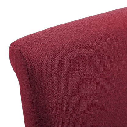 Dining Chair Set of 4 Red Fabric and wooden frame Regular