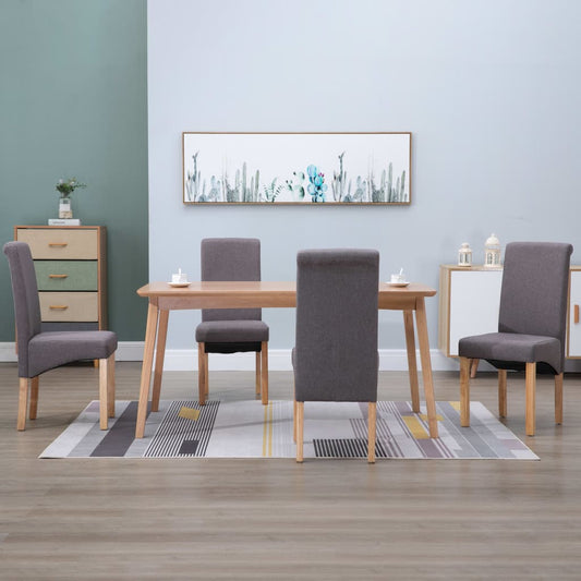 Dining Chair Set of 4 Taupe Fabric and wood Standard Ergonomic