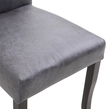 Dining Chair Set of 2 Gray Faux suede leather, Wood Standard