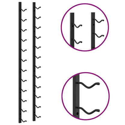 Wall Mounted Wine Rack for 12 Bottles Black Iron