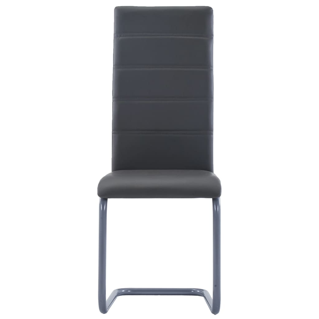 Dining Chair Set of 4 Gray Faux Leather and Steel Standard