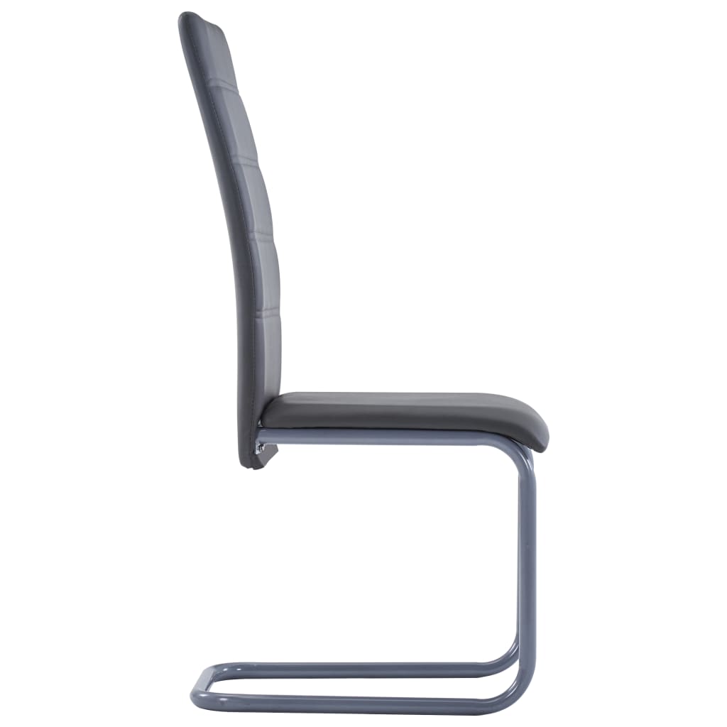 Dining Chair Set of 4 Gray Faux Leather and Steel Standard