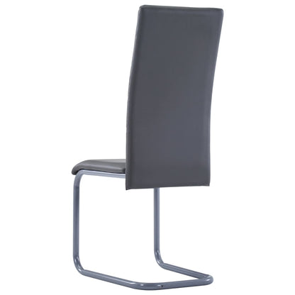 Dining Chair Set of 4 Gray Faux Leather and Steel Standard