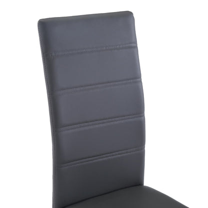 Dining Chair Set of 4 Gray Faux Leather and Steel Standard