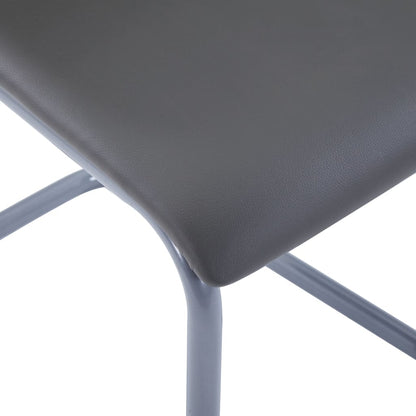 Dining Chair Set of 4 Gray Faux Leather and Steel Standard
