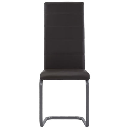Dining Chair Set of 2 Brown Faux leather upholstery, Steel frame