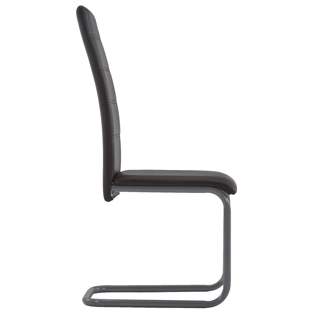 Dining Chair Set of 2 Brown Faux leather upholstery, Steel frame