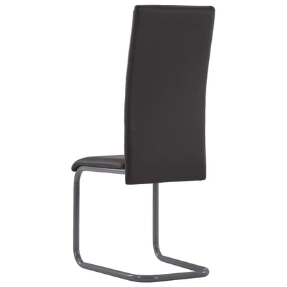Dining Chair Set of 2 Brown Faux leather upholstery, Steel frame