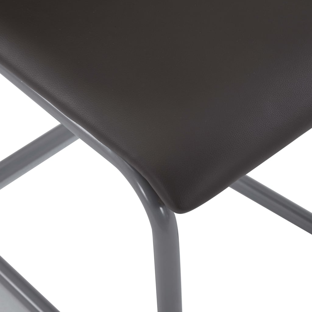 Dining Chair Set of 2 Brown Faux leather upholstery, Steel frame