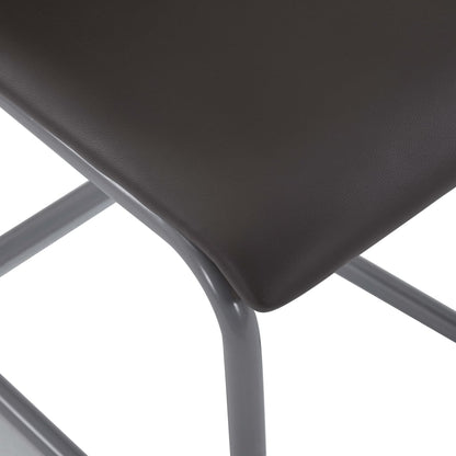 Dining Chair Set of 2 Brown Faux leather upholstery, Steel frame