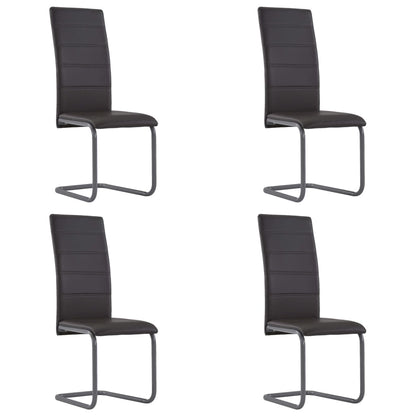 Dining Chair Set of 4 Brown Faux leather and steel Standard