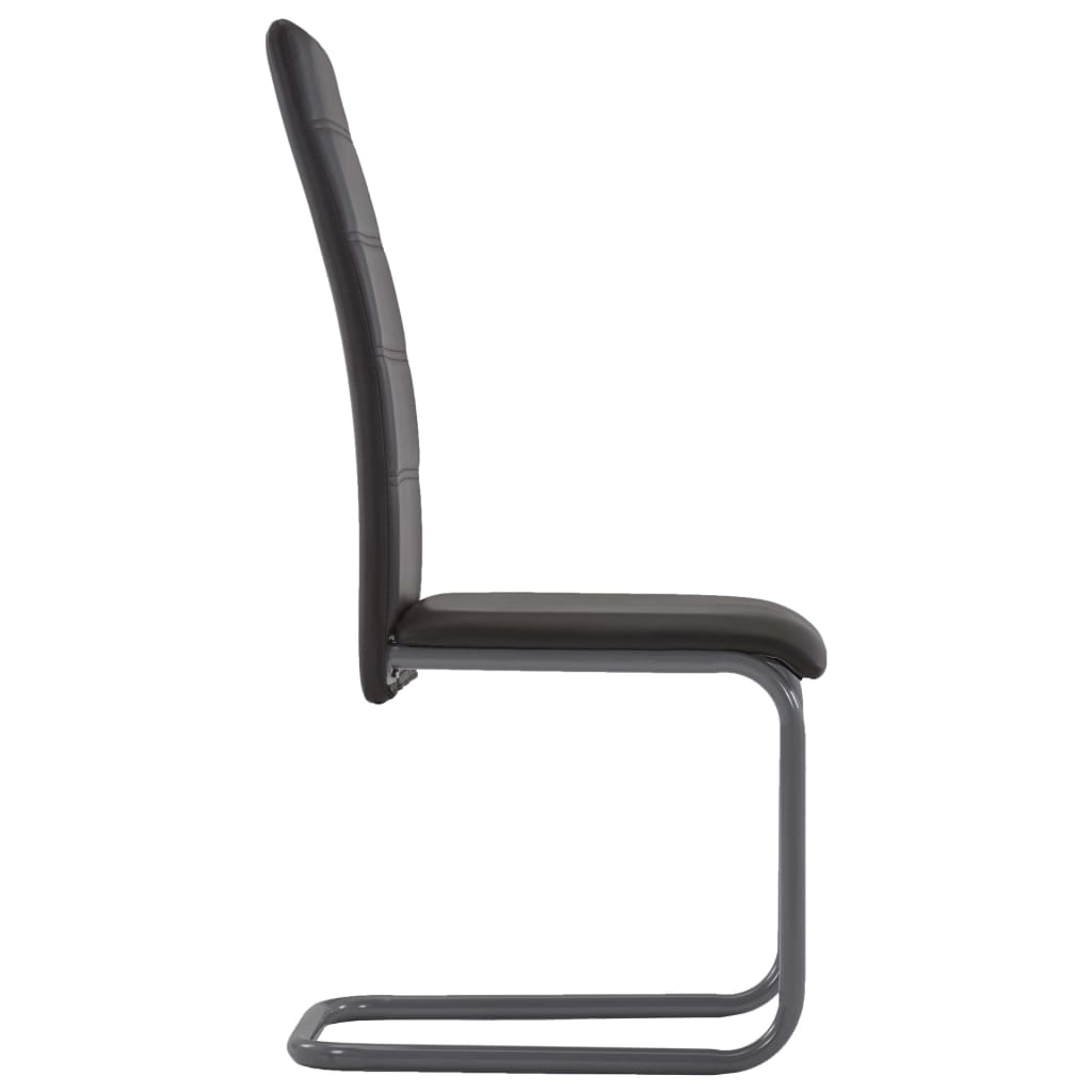 Dining Chair Set of 4 Brown Faux leather and steel Standard