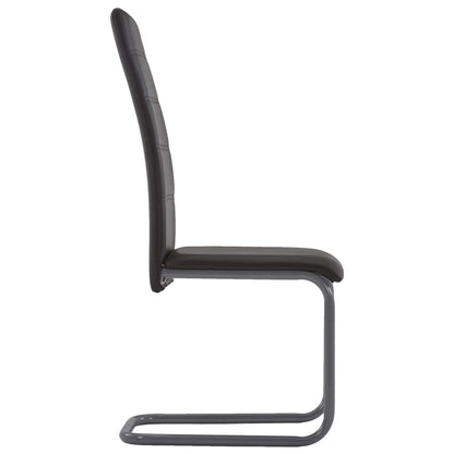 Dining Chair Set of 4 Brown Faux leather and steel Standard