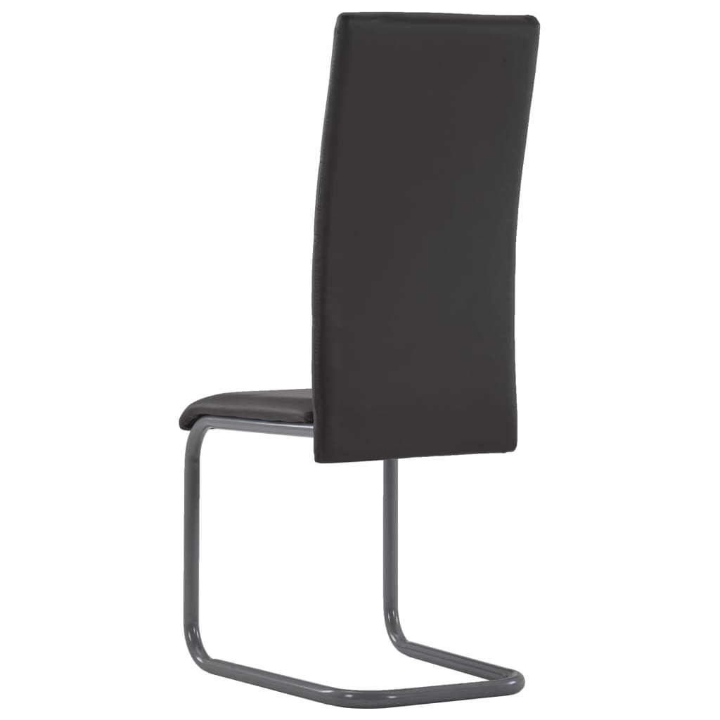 Dining Chair Set of 4 Brown Faux leather and steel Standard
