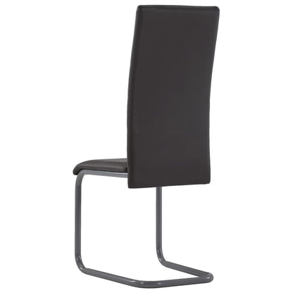 Dining Chair Set of 4 Brown Faux leather and steel Standard