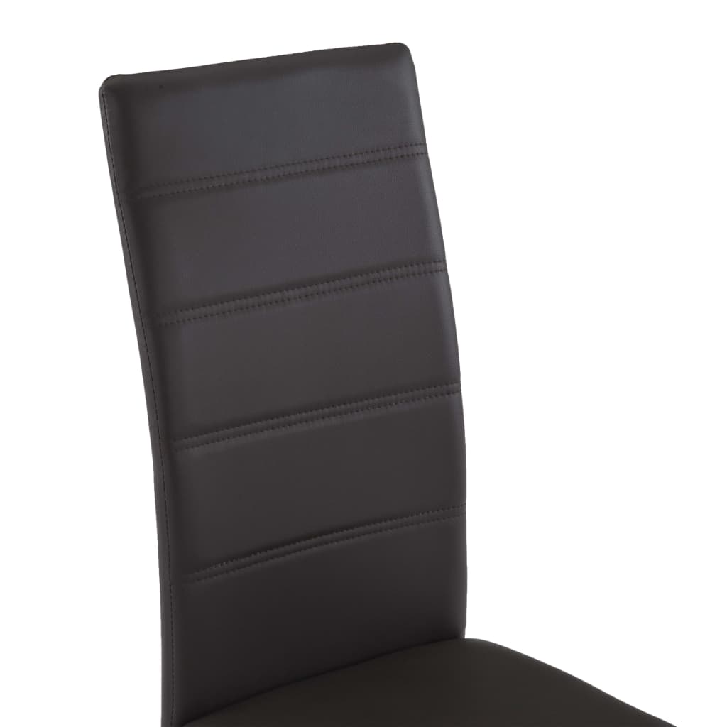 Dining Chair Set of 4 Brown Faux leather and steel Standard