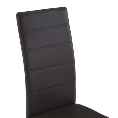 Dining Chair Set of 4 Brown Faux leather and steel Standard