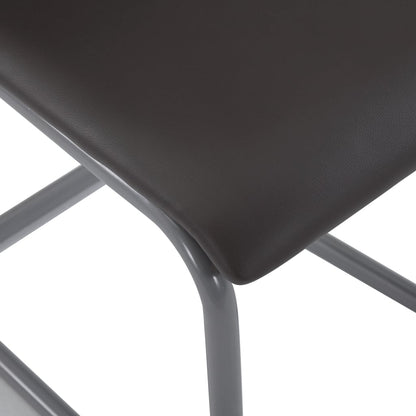 Dining Chair Set of 4 Brown Faux leather and steel Standard