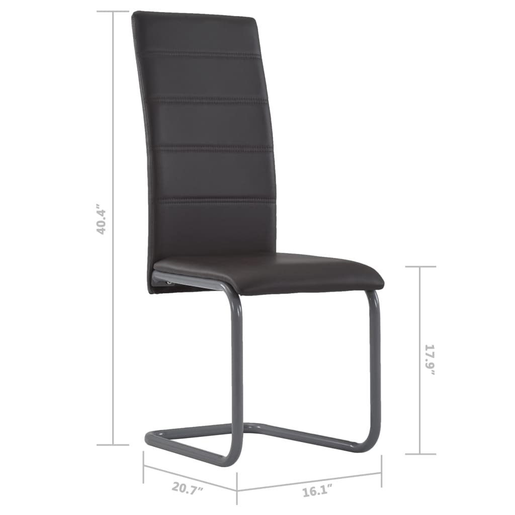 Dining Chair Set of 4 Brown Faux leather and steel Standard