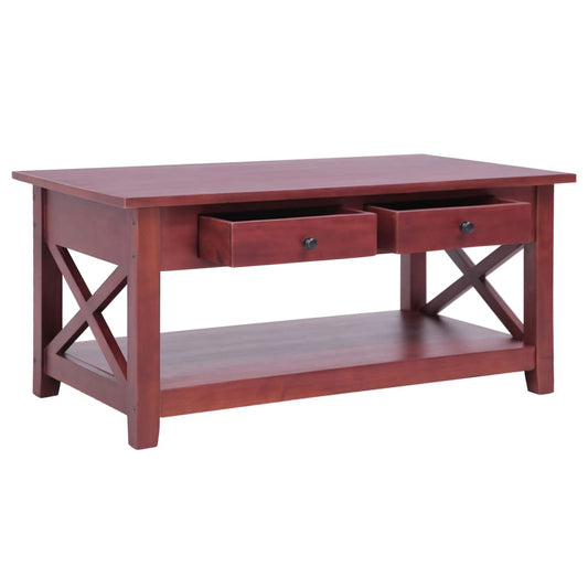 Coffee Table Brown Solid Mahogany Medium Rectangular
