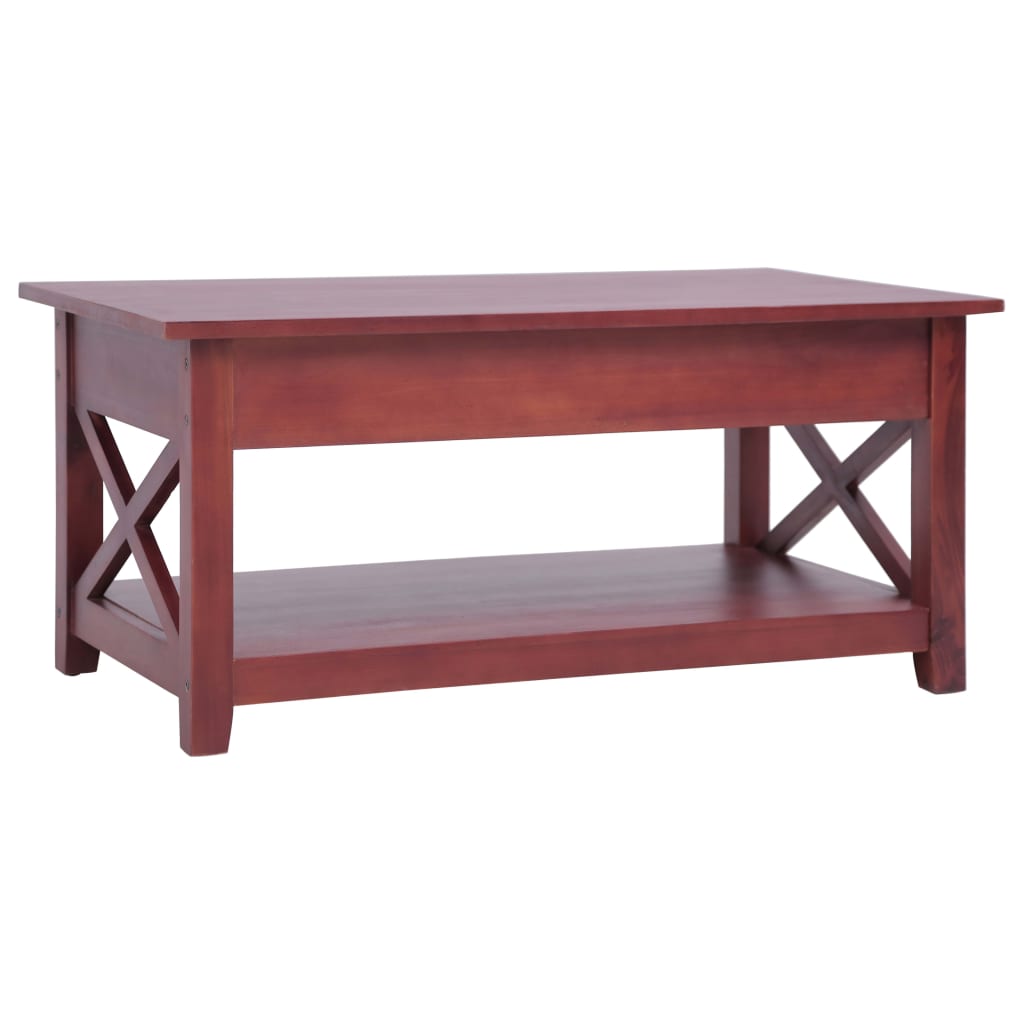 Coffee Table Brown Solid Mahogany Medium Rectangular