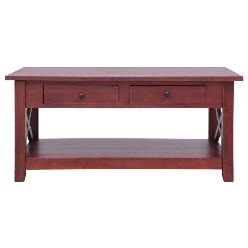 Coffee Table Brown Solid Mahogany Medium Rectangular