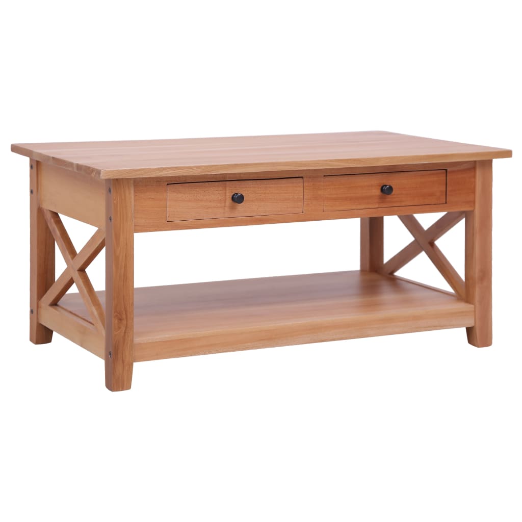 Coffee Table Natural Brown Solid Mahogany Wood 39.4x21.7x18.1 in