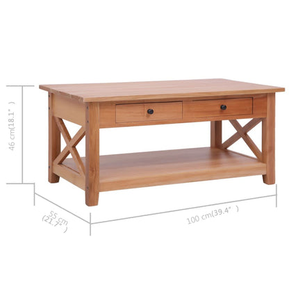 Coffee Table Natural Brown Solid Mahogany Wood 39.4x21.7x18.1 in