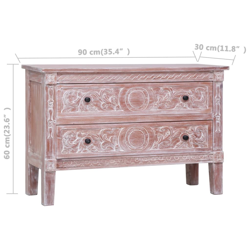 Sideboard Brown Solid Mahogany wood with white wash finish Medium
