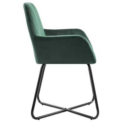 Dining Chair Set of 2 Green Velvet, powder-coated steel Standard
