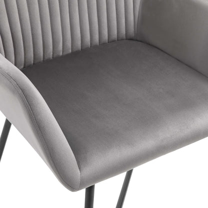 Dining Chair Set of 2 Gray Velvet Medium Ergonomic