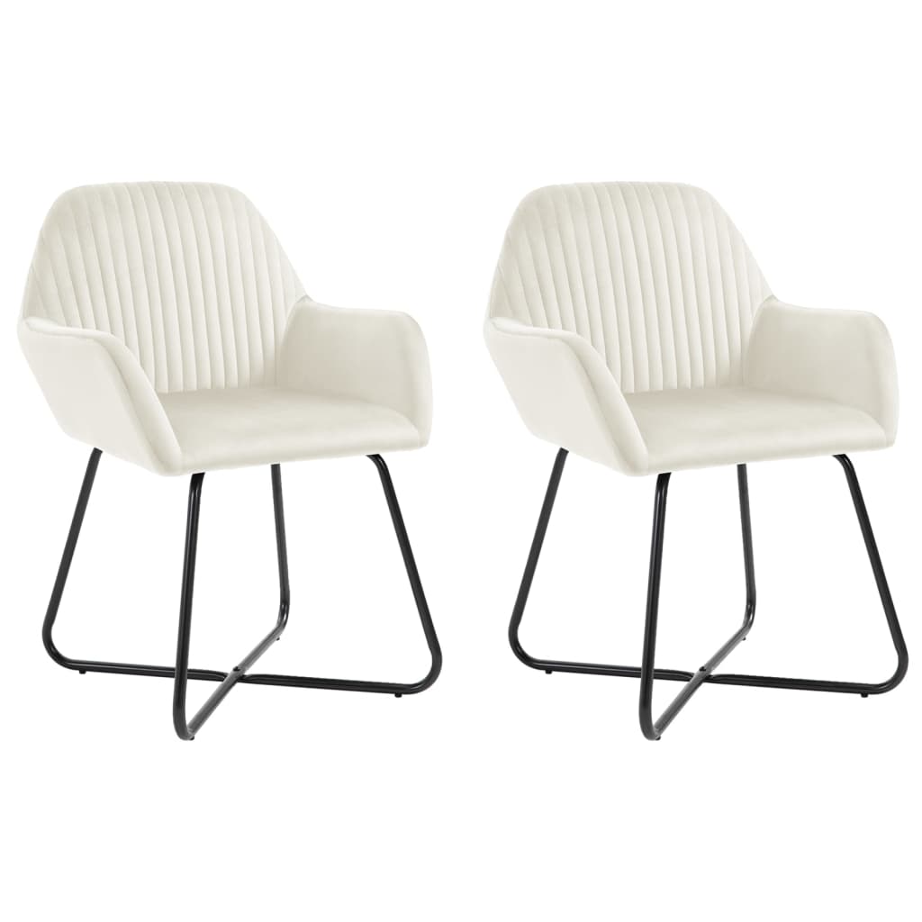 Dining Chair Set of 2 Cream Velvet Standard Ergonomic