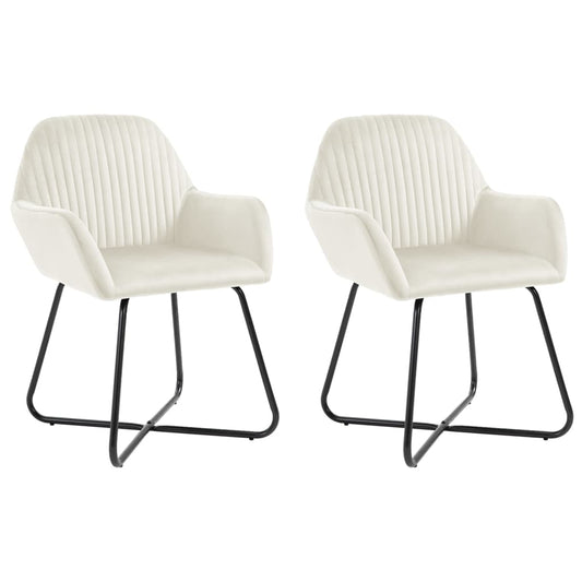 Dining Chair Set of 2 Cream Velvet Standard Ergonomic