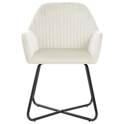 Dining Chair Set of 2 Cream Velvet Standard Ergonomic