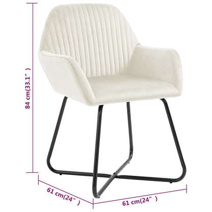 Dining Chair Set of 2 Cream Velvet Standard Ergonomic