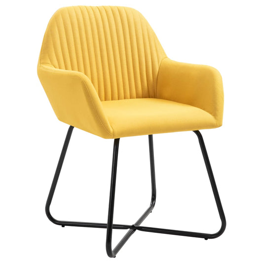 Dining Chair Set of 2 Yellow Polyester and Powder-Coated Steel