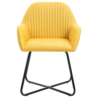 Dining Chair Set of 2 Yellow Polyester and Powder-Coated Steel
