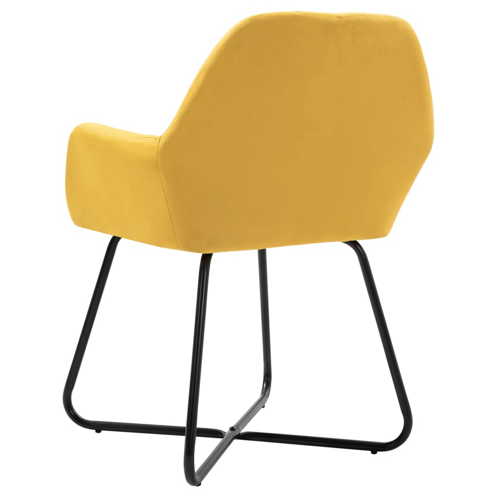 Dining Chair Set of 2 Yellow Polyester and Powder-Coated Steel