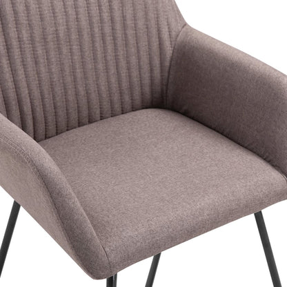 Dining Chair Set of 2 Taupe Fabric and powder-coated steel