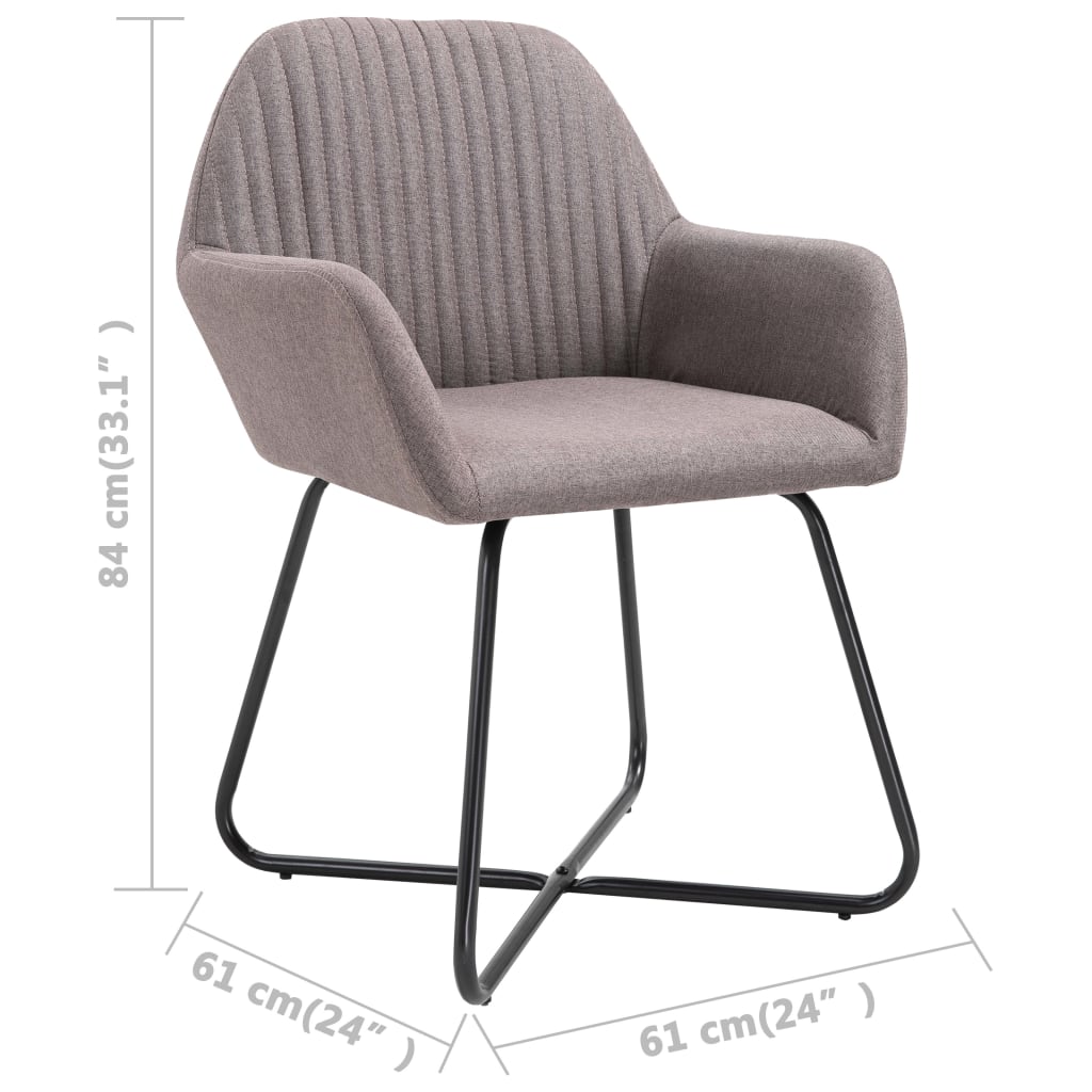 Dining Chair Set of 2 Taupe Fabric and powder-coated steel