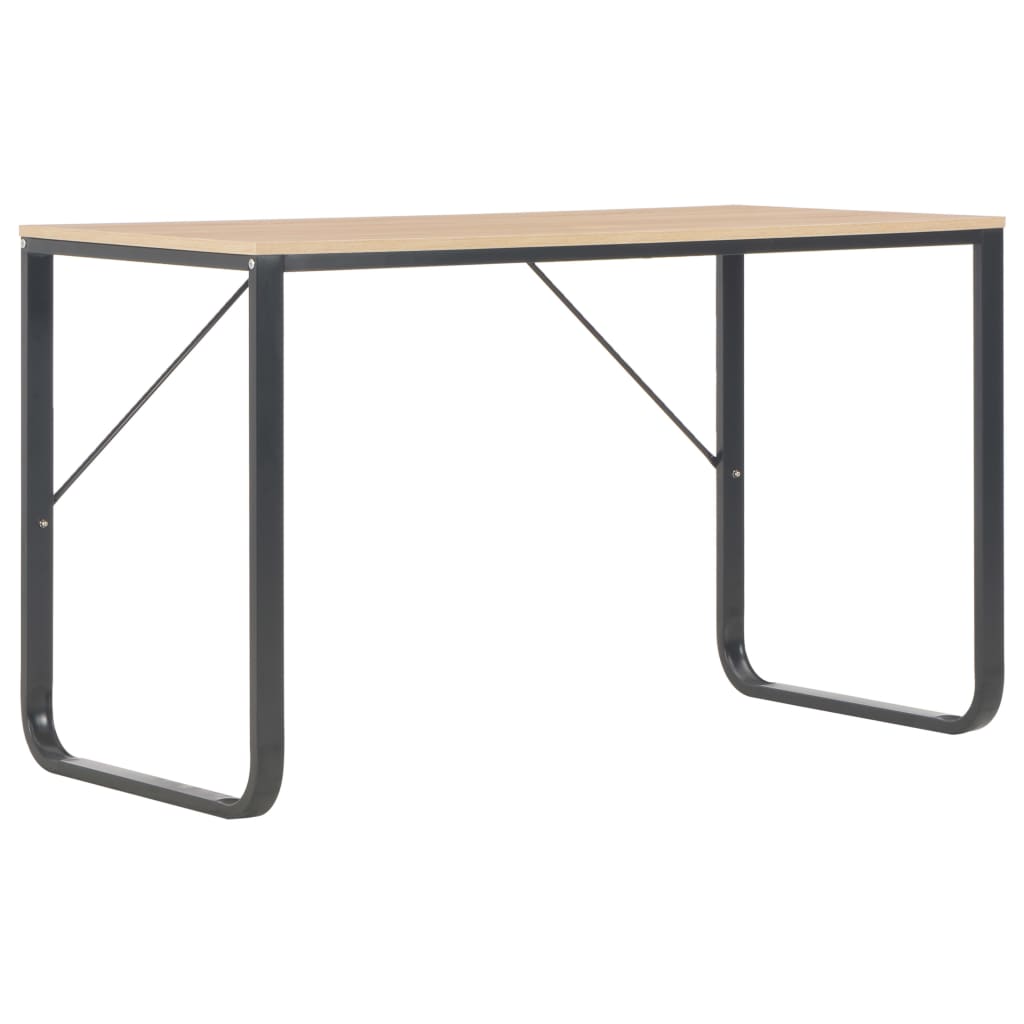 Computer Desk Black and Oak Engineered wood and powder-coated metal