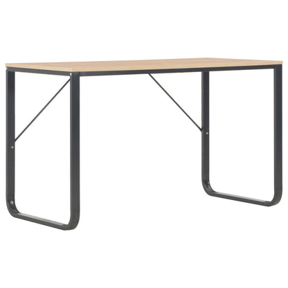 Computer Desk Black and Oak Engineered wood and powder-coated metal