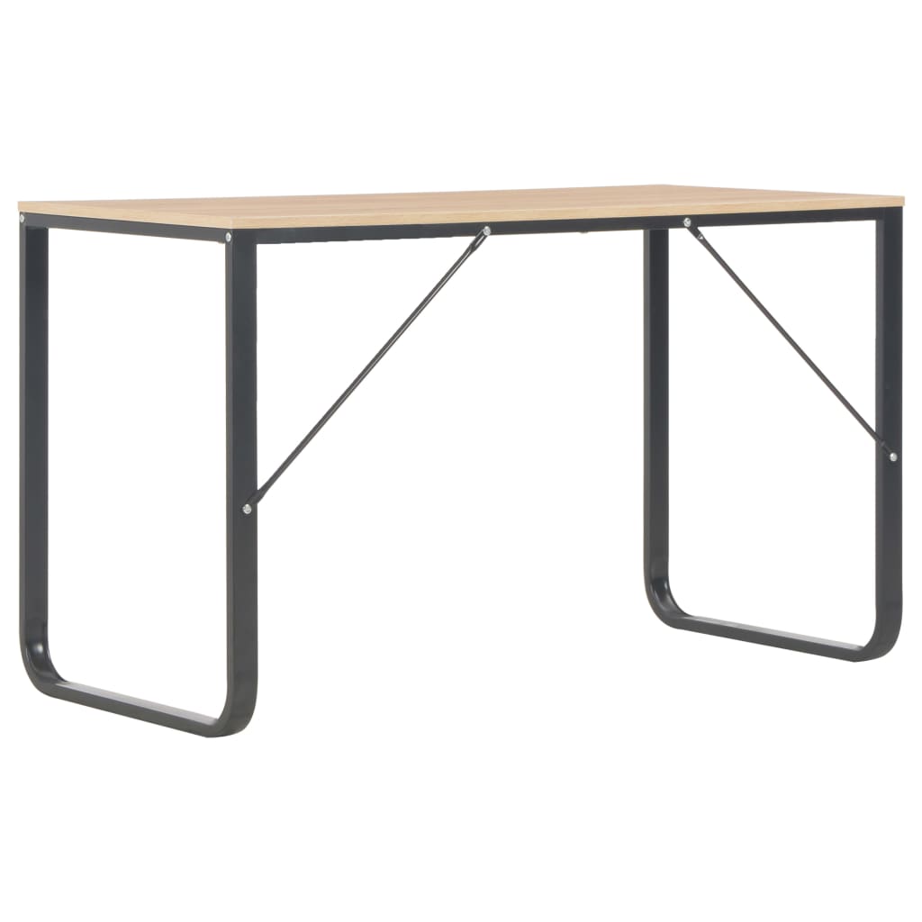 Computer Desk Black and Oak Engineered wood and powder-coated metal